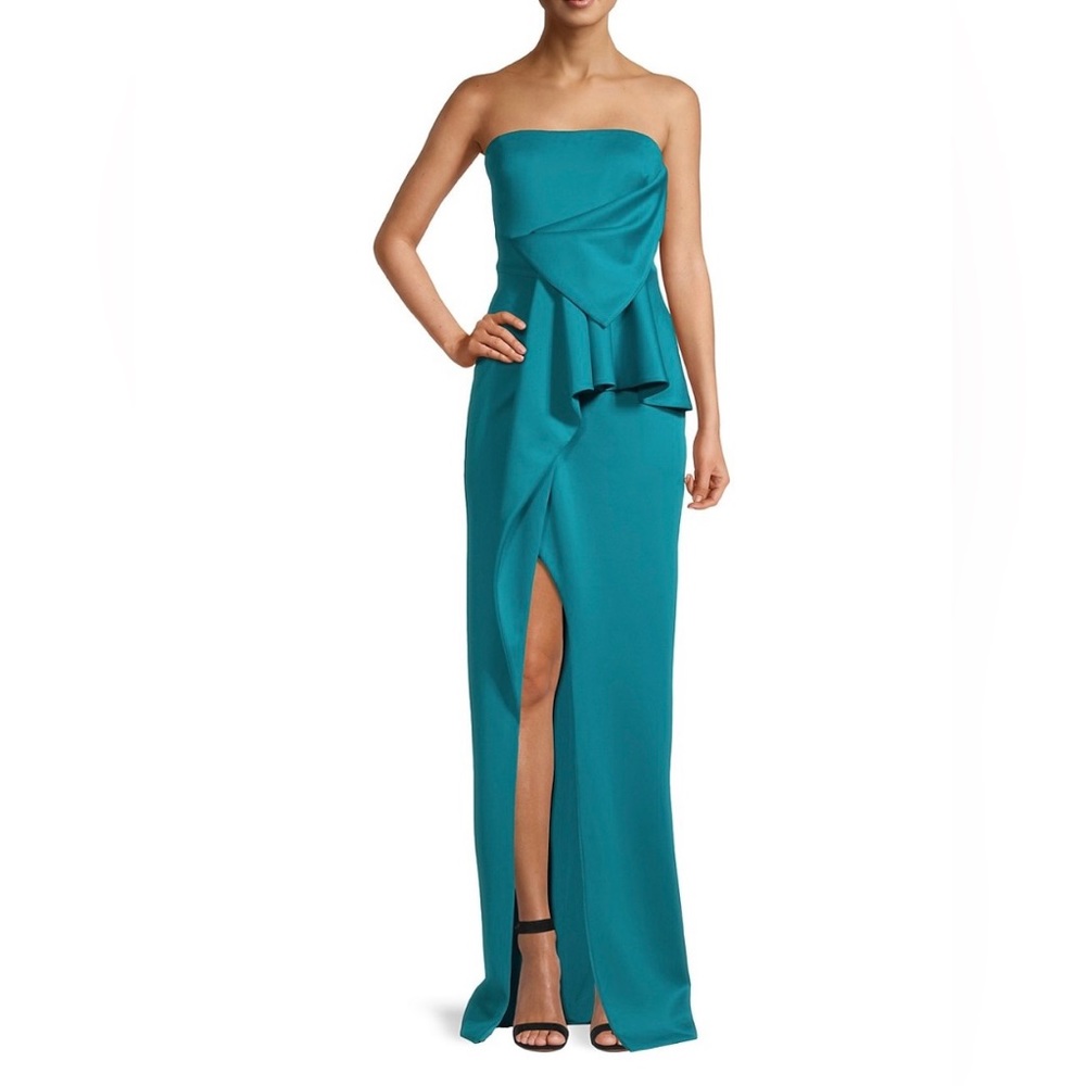 Black Halo - Jonas Asymmetrical Draped Gown turquoise SAKS FIFTH AVENUE